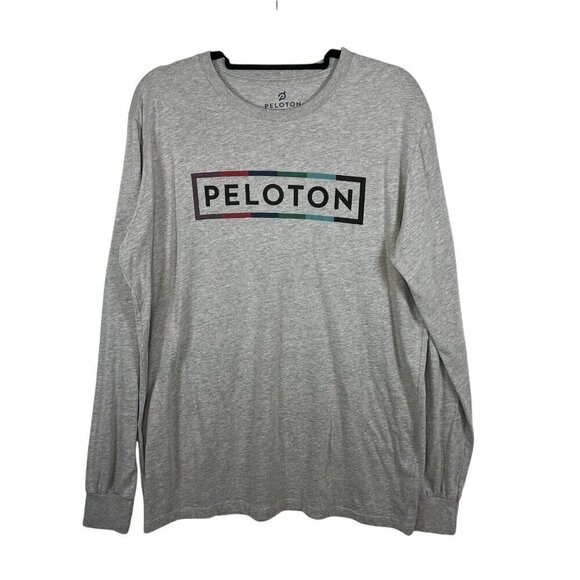Peloton Shirt Womens XL Gray T-Shirt Long Sleeve Pullover Bike‎ Biker Workout - Picture 1 of 9